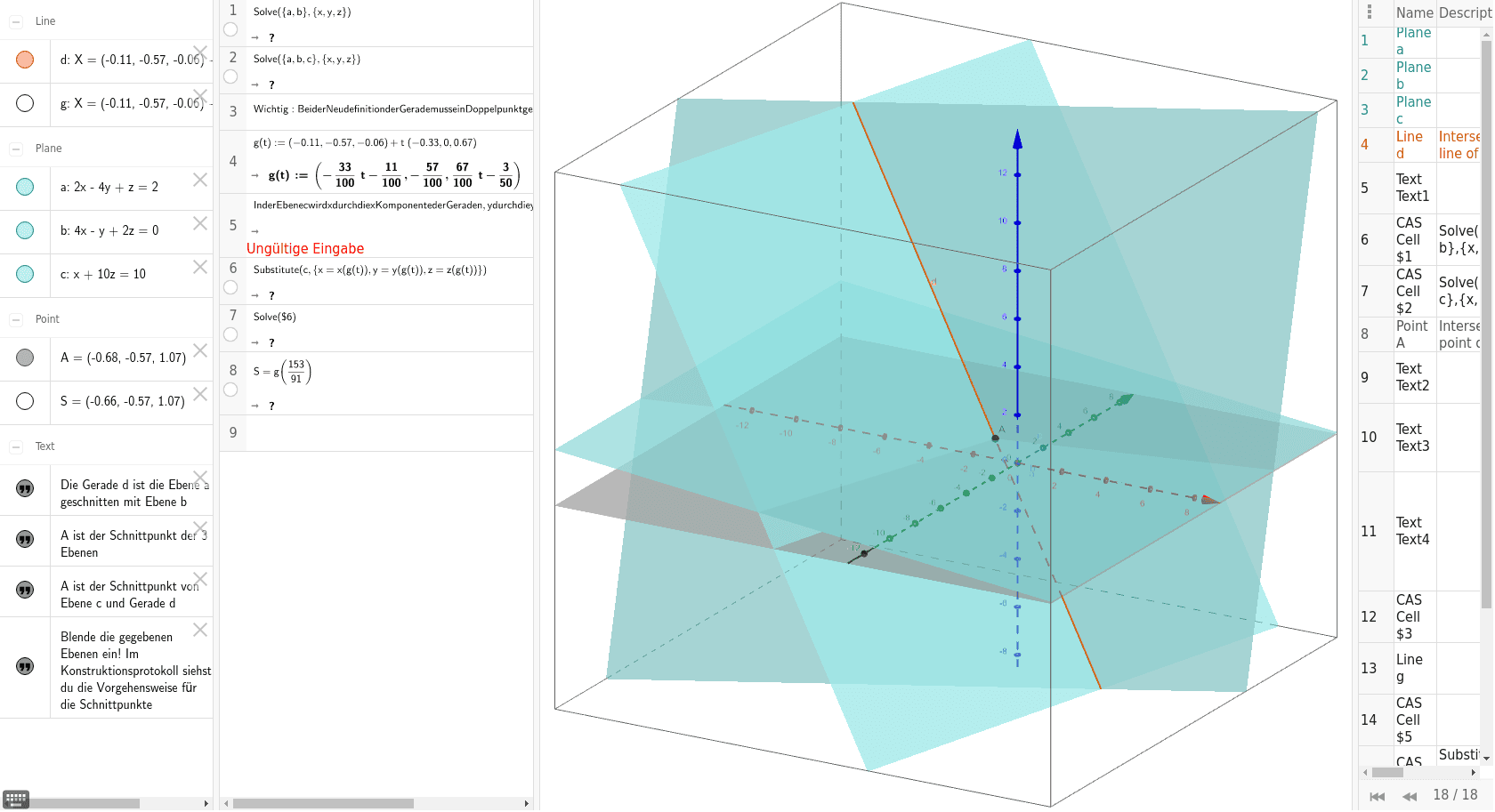 Gerade und Ebene im Raum – GeoGebra