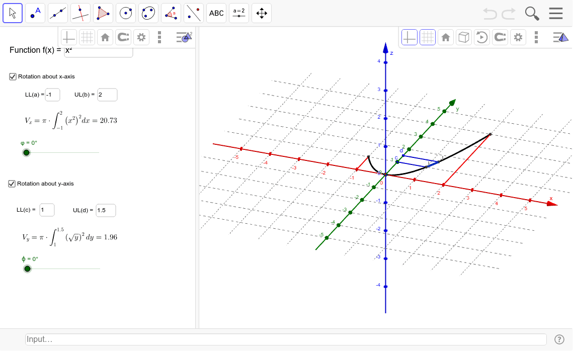 Disk Method GeoGebra