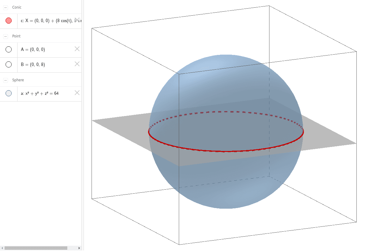 球の断面 Geogebra