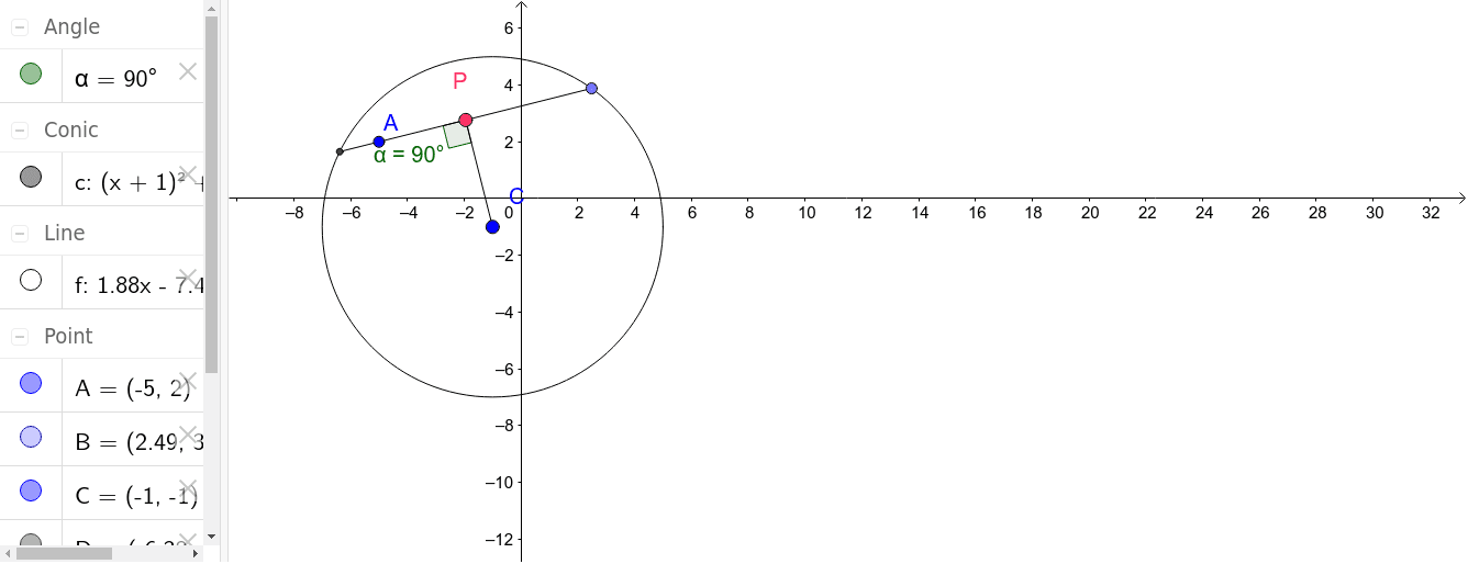 軌跡方程式 弦中點 Geogebra