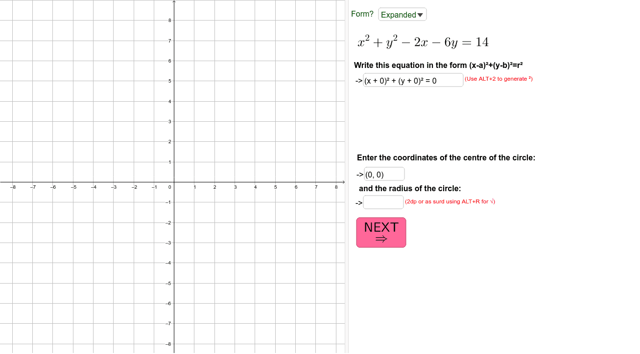Test Yourself - Equation of a Circle