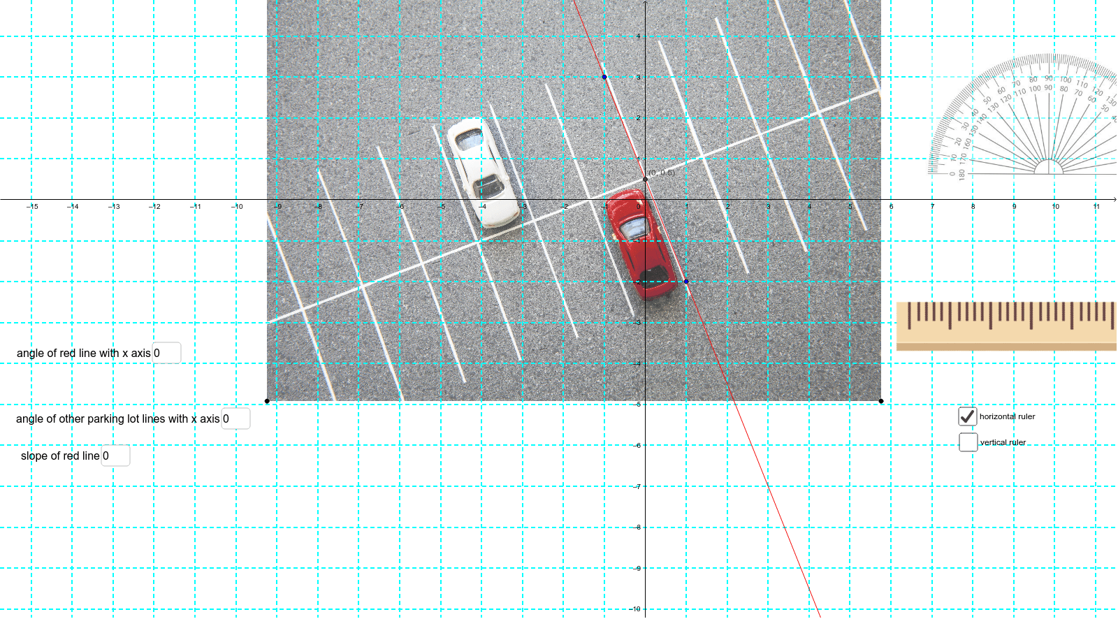 Parallel Lines in a Parking Lot GeoGebra