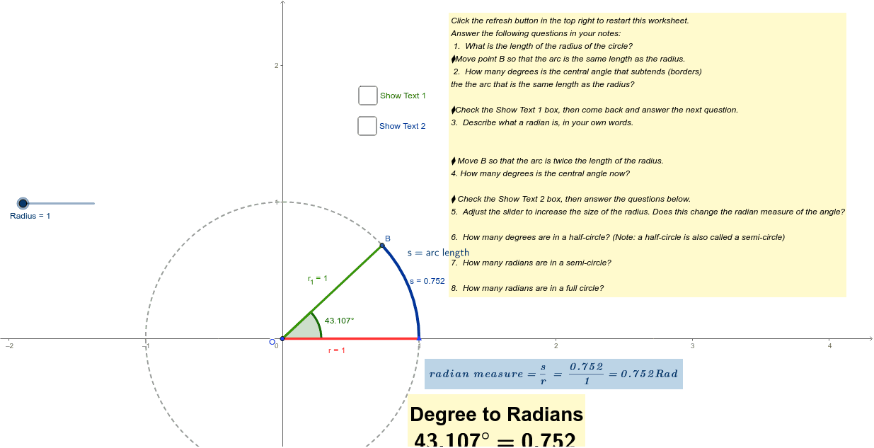 Radians To Degrees Worksheet
