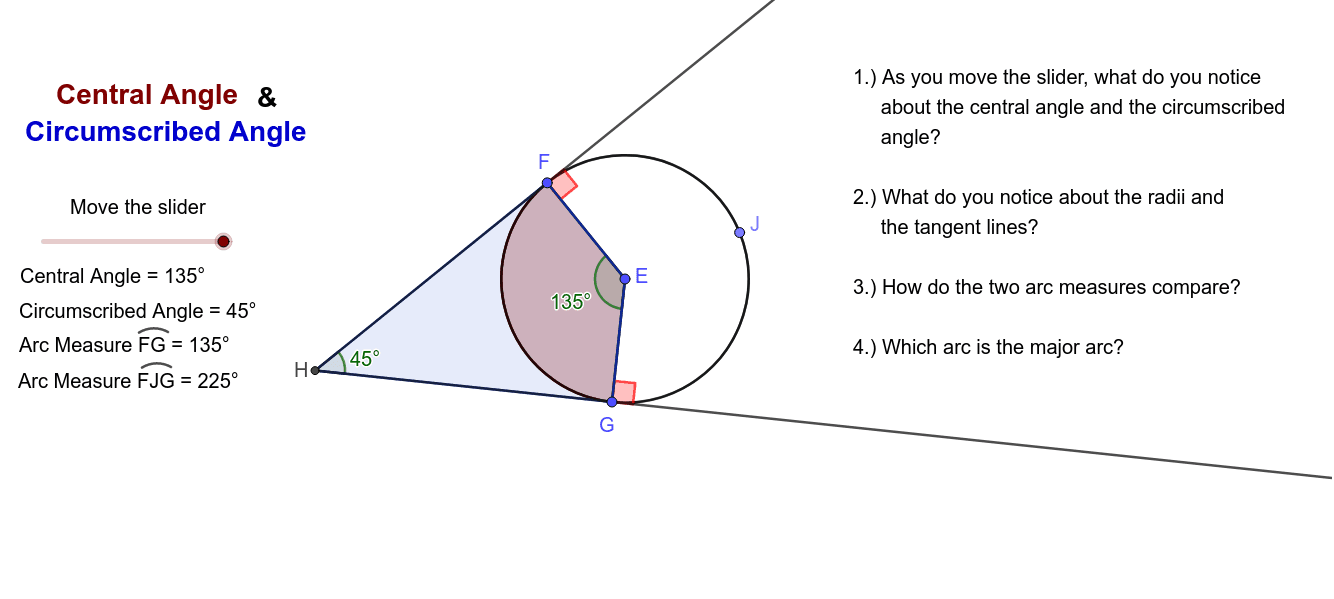 Central and Circumscribed Angles GeoGebra