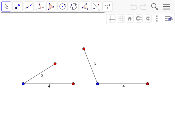 Hint: You can move the red points to change the angles between segments. The blue dots are fixed in place.