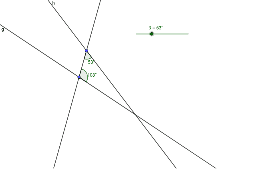 Move the slider so that lines g and h become parallel.