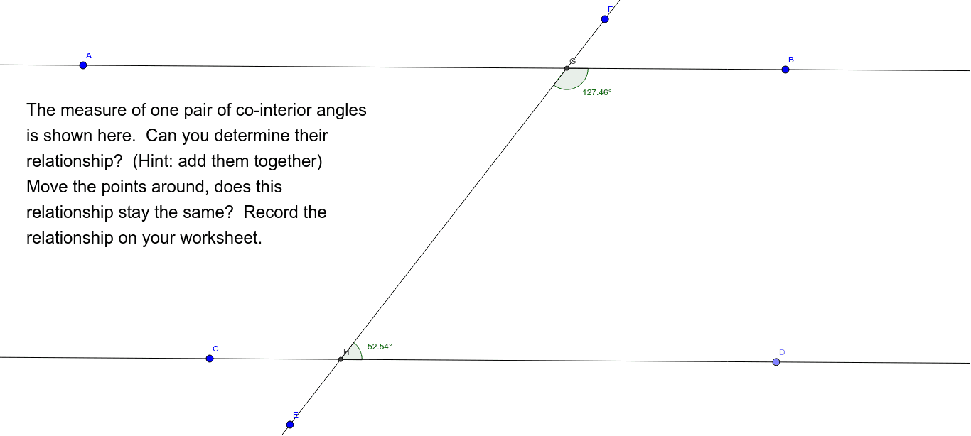 Co Interior Angles Measures Geogebra
