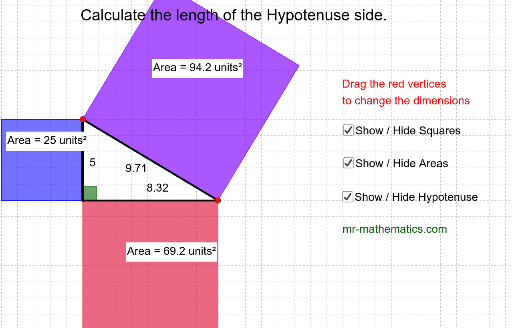 Pythagoras' Theorem - Calculating the Hypotenuse – GeoGebra