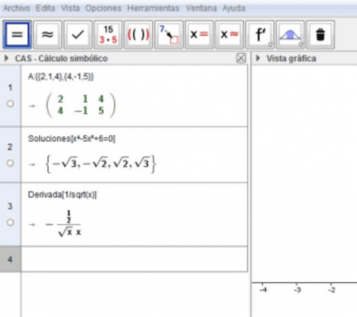 Uso de la Vista CAS – GeoGebra