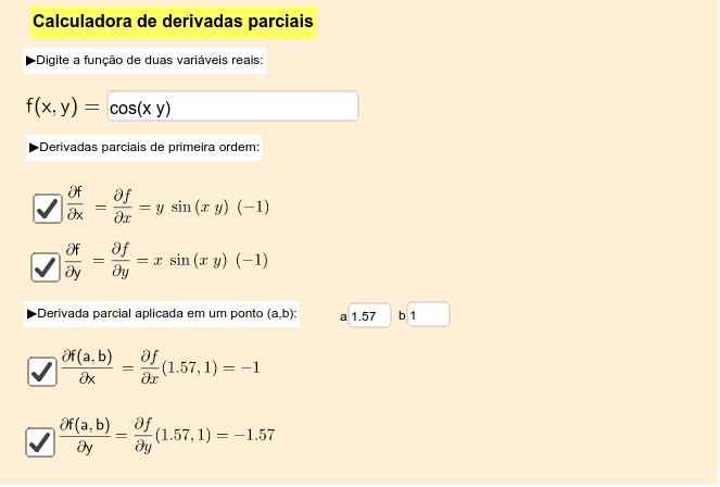 Calculadora de derivadas parciais