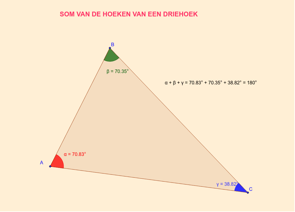 Som van de hoeken van een driehoek GeoGebra Som van de hoeken van een driehoek GeoGebra
