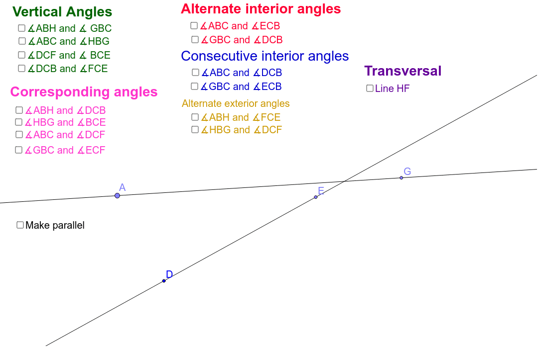 Angle Pair Definitions Geogebra