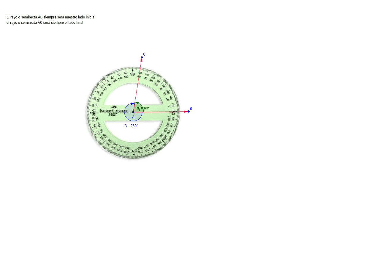 Transportador para medir ángulos en grados – GeoGebra