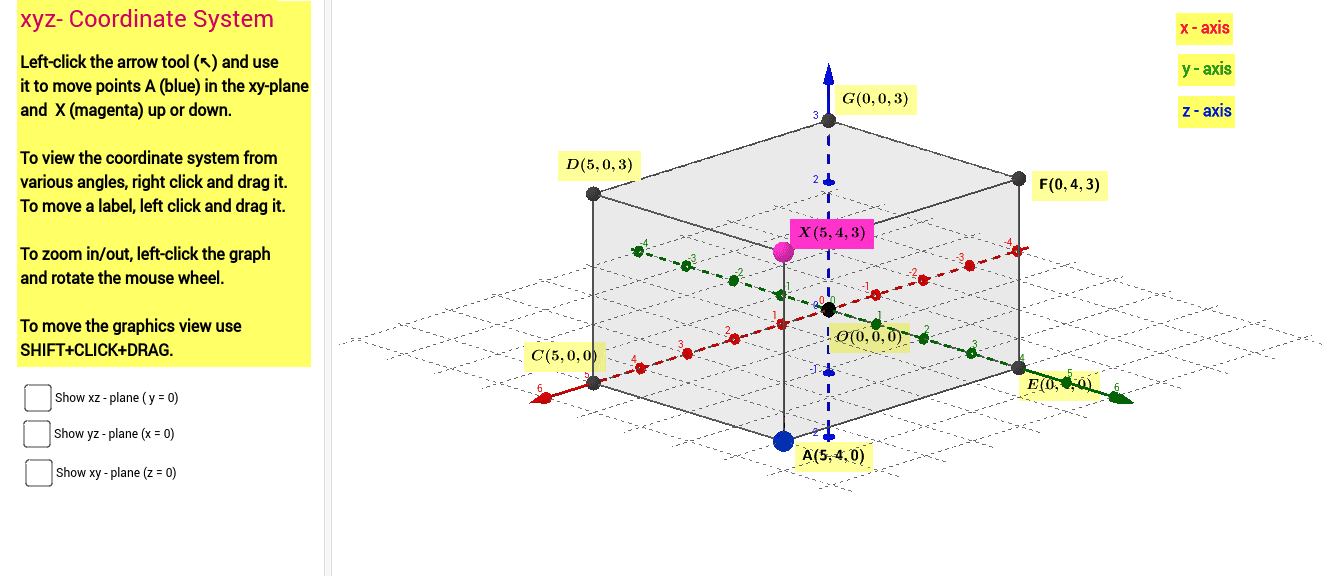 Xyz Coordinate System Geogebra