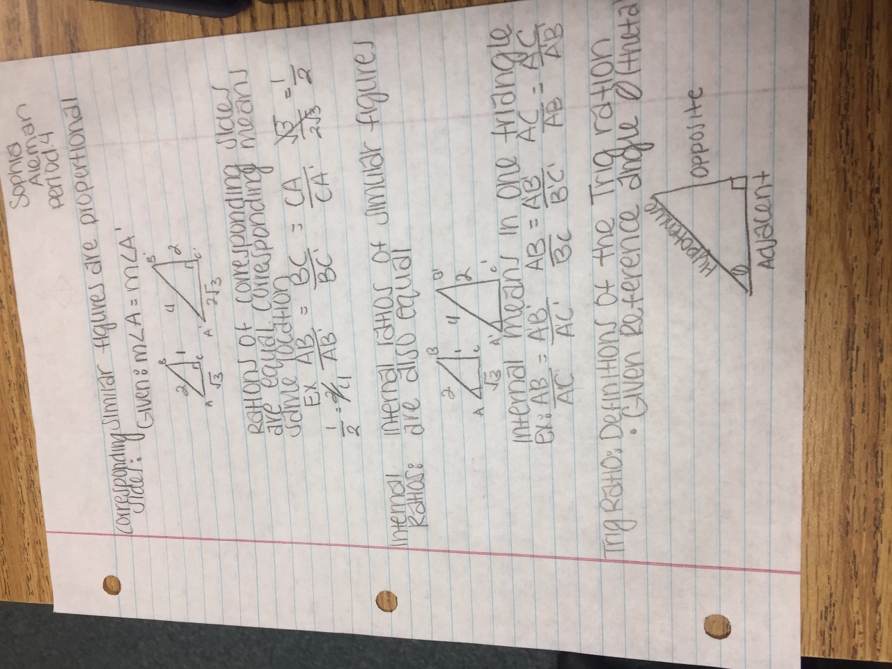 I choose these notes because they were useful and helpful, looking back at them to help me understand if I didn't. I learned what the pythagorean theorem, corresponding sides, sin, con, etc