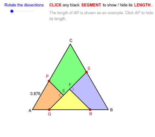 Cut Equilateral Triangles into Rectangles & Dudeney's Puzzle – GeoGebra