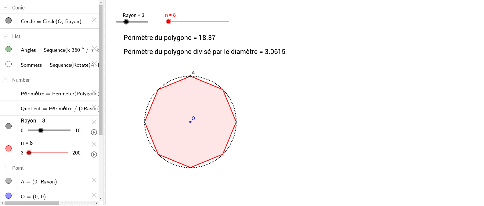 Perimetre D Un Cercle Périmètre d'un cercle – GeoGebra