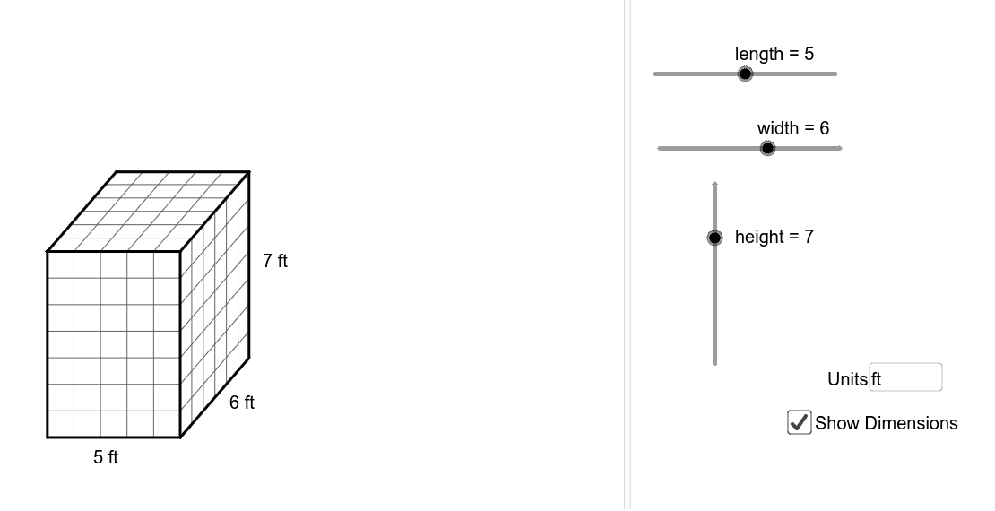 volume of rectangular prisms GeoGebra