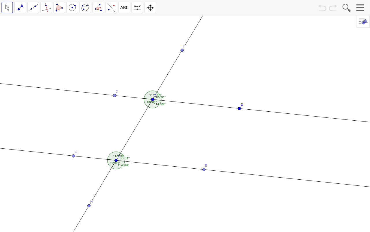 Parallel Lines Cut by Transversal GeoGebra
