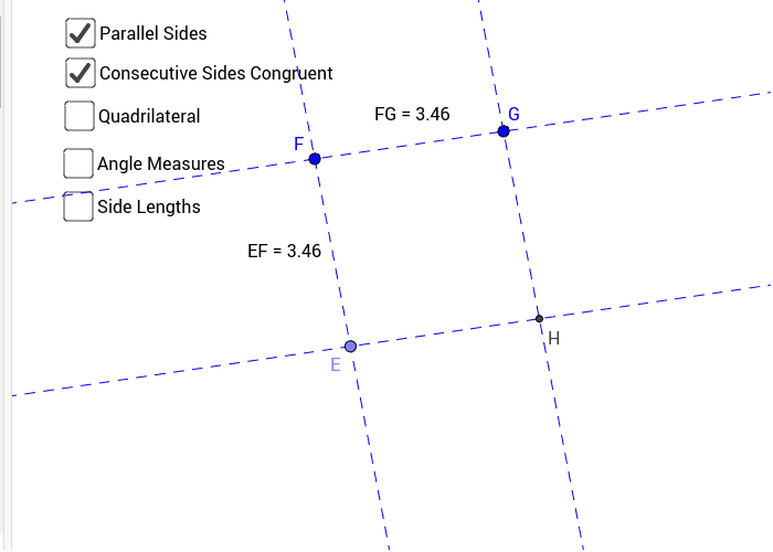 Figure #1: Parallelogram with Consecutive sides Congruent
