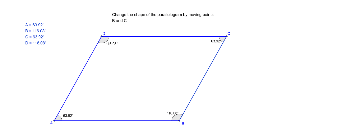Angles in a Parallelogram GeoGebra