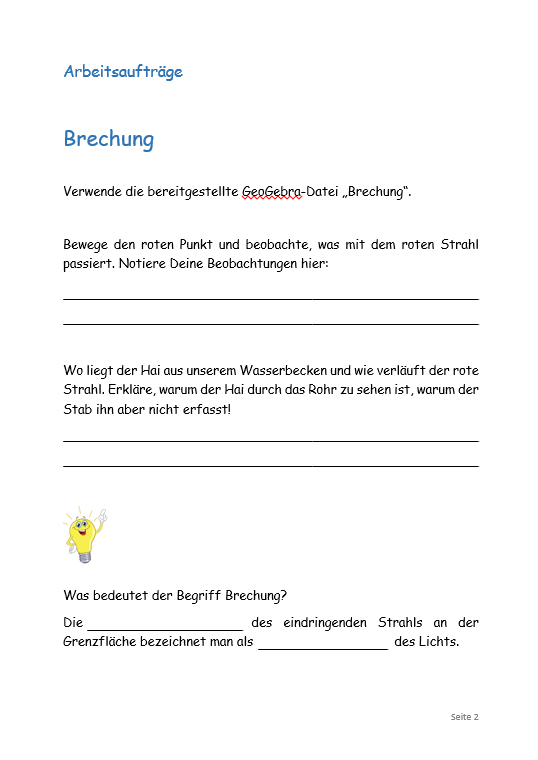 Arbeitsauftrag Brechung