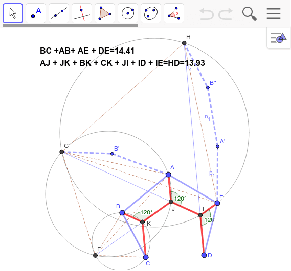 五点を結ぶシュタイナー点 Geogebra 五点を結ぶシュタイナー点 Geogebra