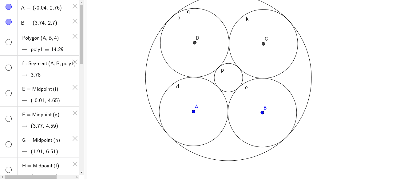 cercles dans un cercle fiche 3 GeoGebra