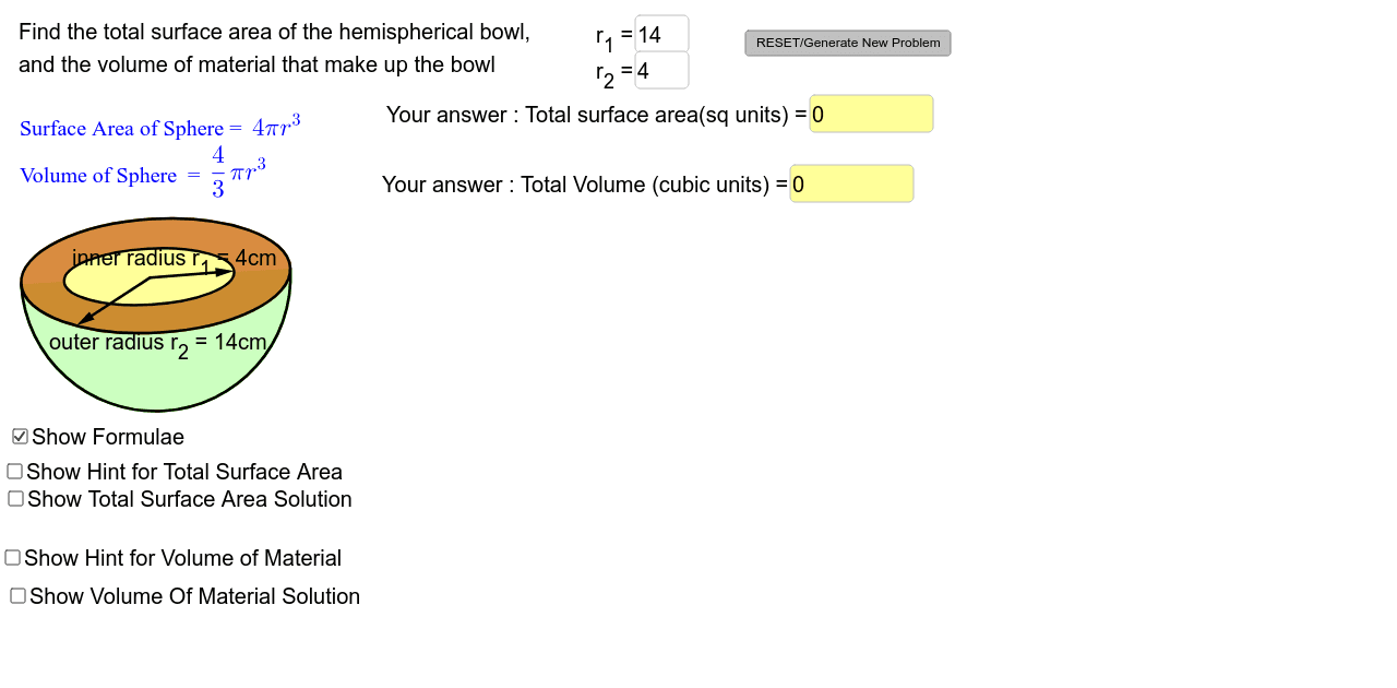 Self Review Mensuration of Hemispherical Bowl GeoGebra
