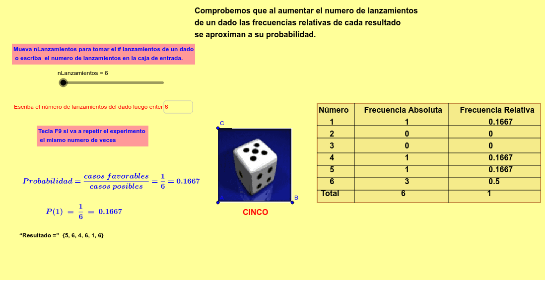 ¿Qué número cae más en los dados