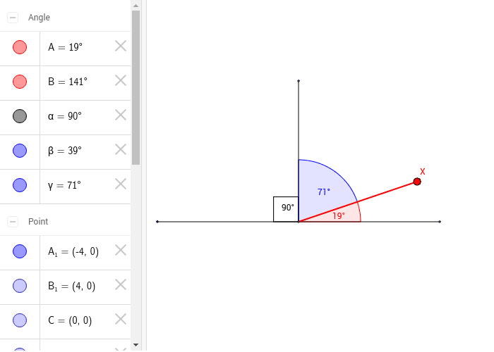 Ângulos complementares e suplementares – GeoGebra