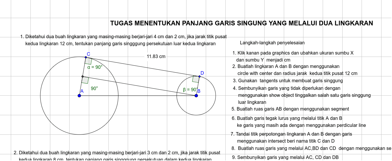 Garis Singgung Persekutuan Dua Lingkaran Geogebra