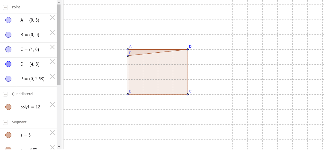 一次関数 動点と三角形の面積 のコピー Geogebra