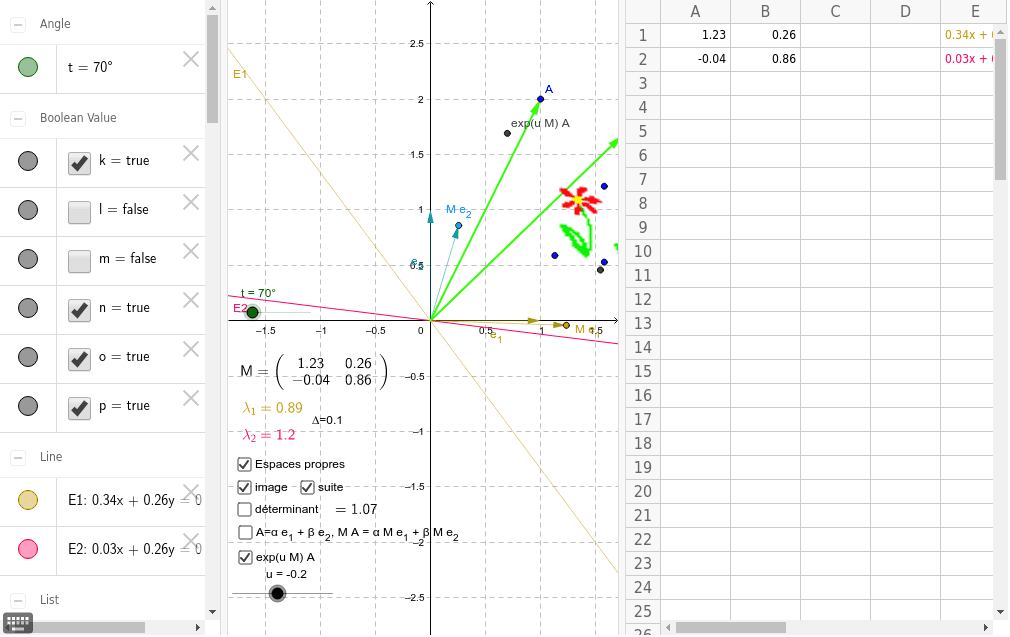 Două panglică boabă geogebra matrice ceaţă kiwi manual