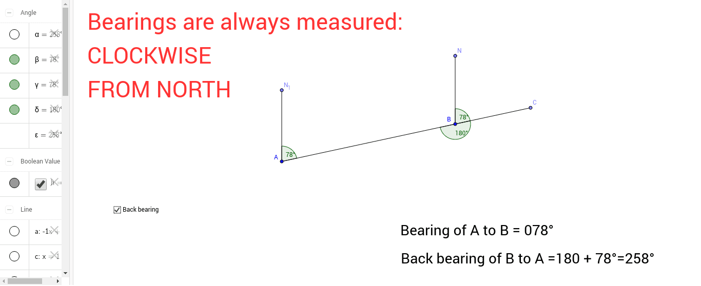 Bearings KS3 GeoGebra