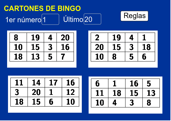 Cartones bingo – GeoGebra