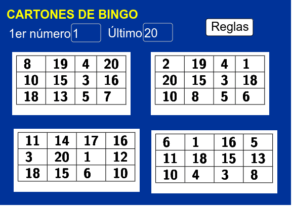 Cartones de bingo – GeoGebra