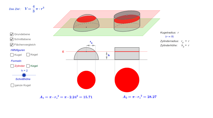 Das Volumen von Kugeln – GeoGebra