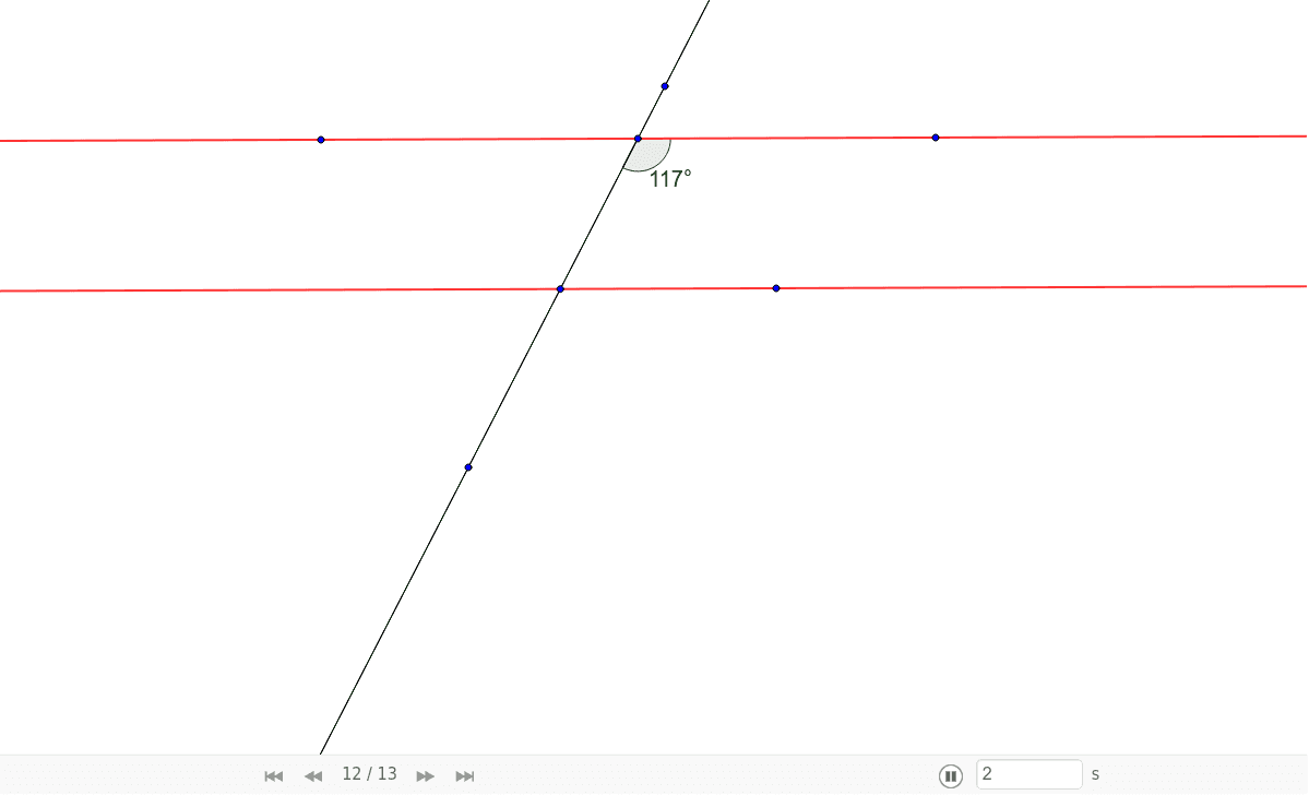 Parallel lines cut with a transversal GeoGebra