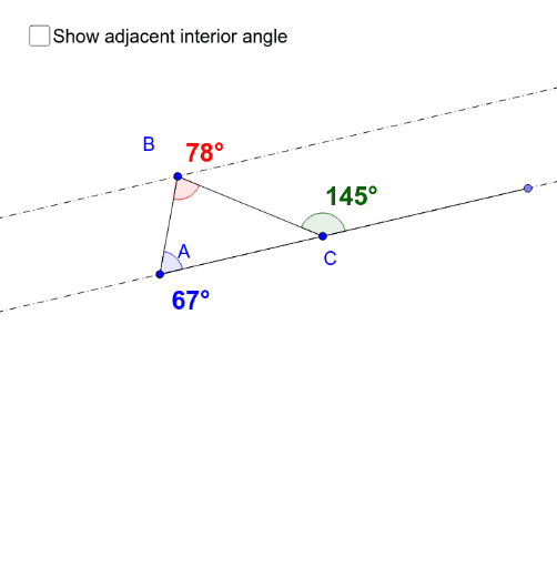 Triangle Exterior angle theorem GeoGebra