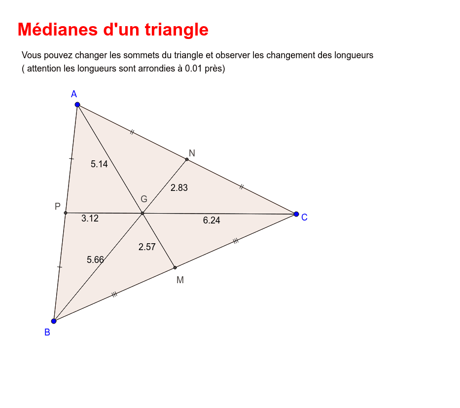 Médianes d'un triangle GeoGebra