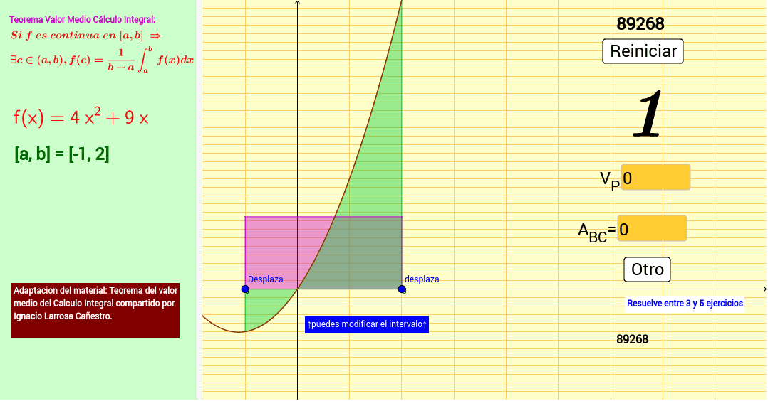 Adaptacion del material: Teorema del valor medio del Calculo Integral compartido por Ignacio Larrosa Cañestro.