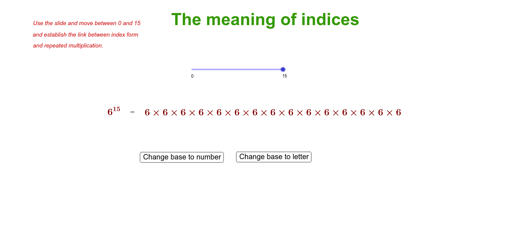The meaning of indices (no negative) GeoGebra