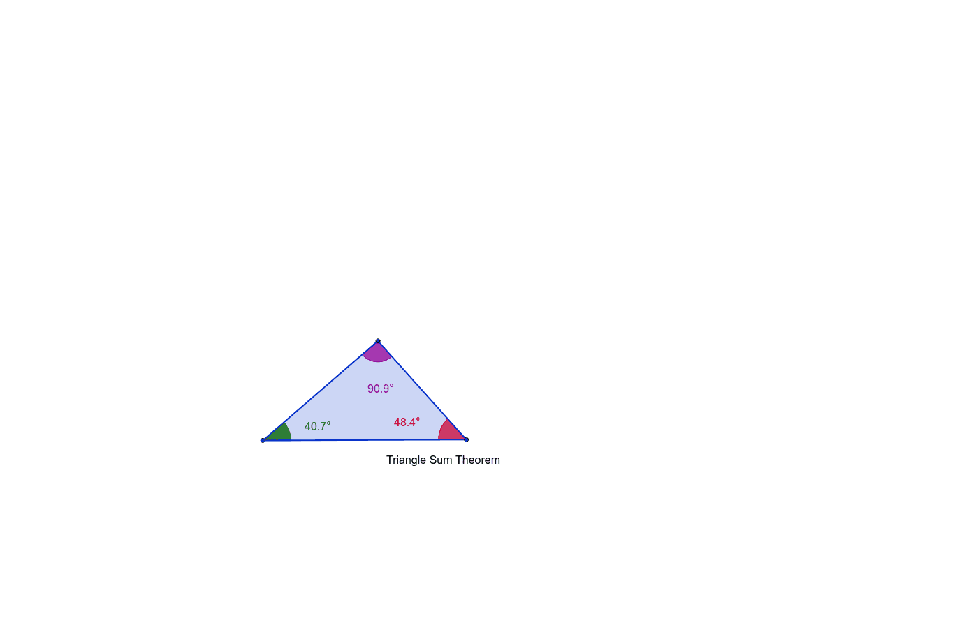 Move the points of the triangle to change the measure of each angle.