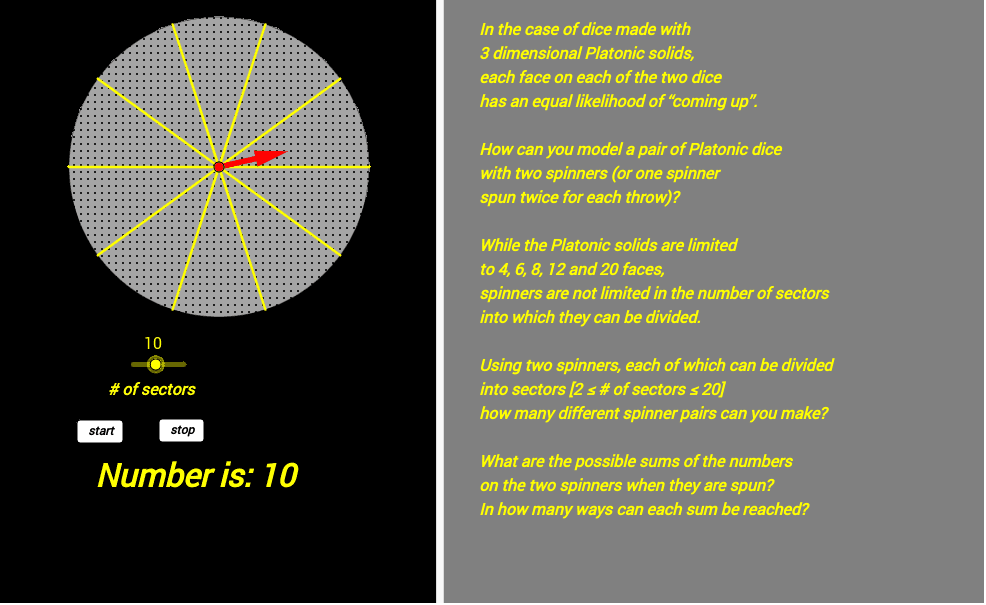 Spinners as "Superdice" GeoGebra