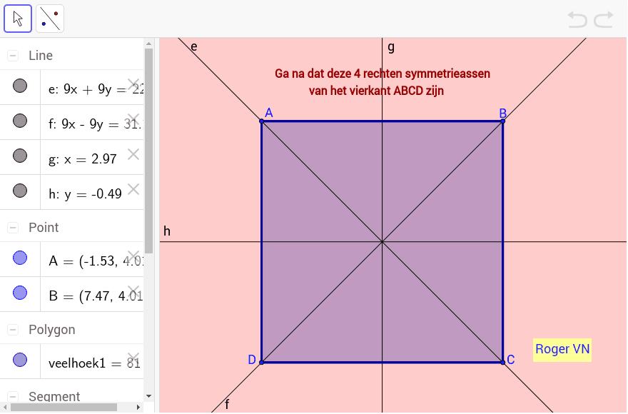 melk wit ik lees een boek Tochi boom Symmetrieassen vierkant. – GeoGebra