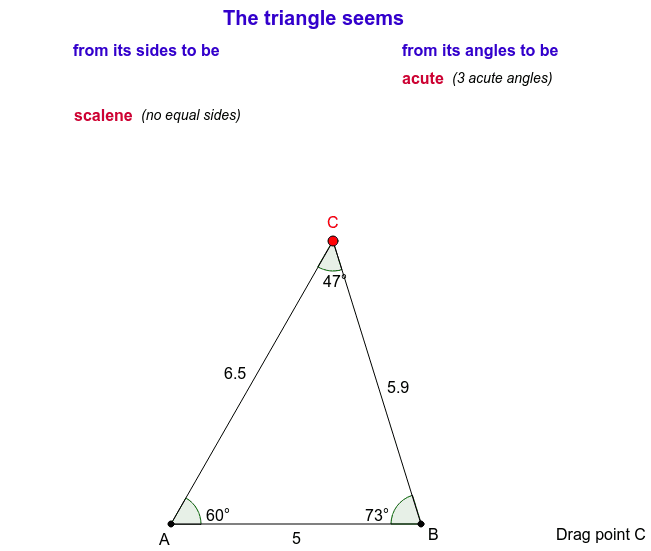 types of triangles geogebra types of triangles