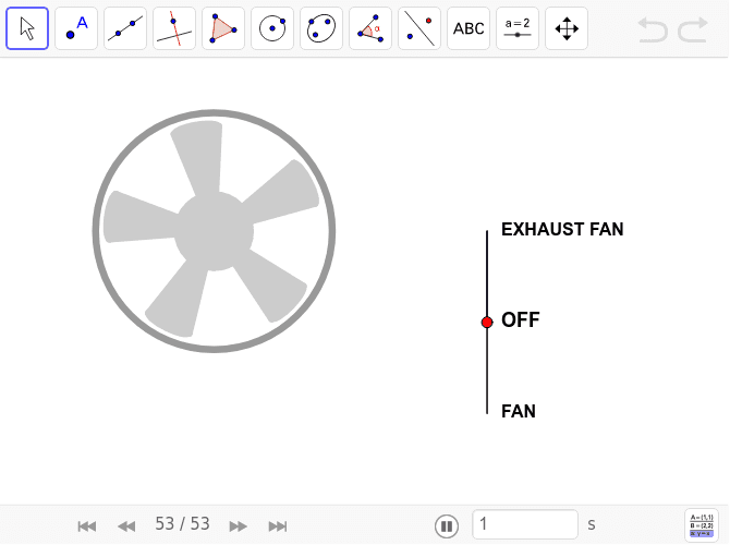 Move the red point  and observe the fan's movement. Press Enter to start activity