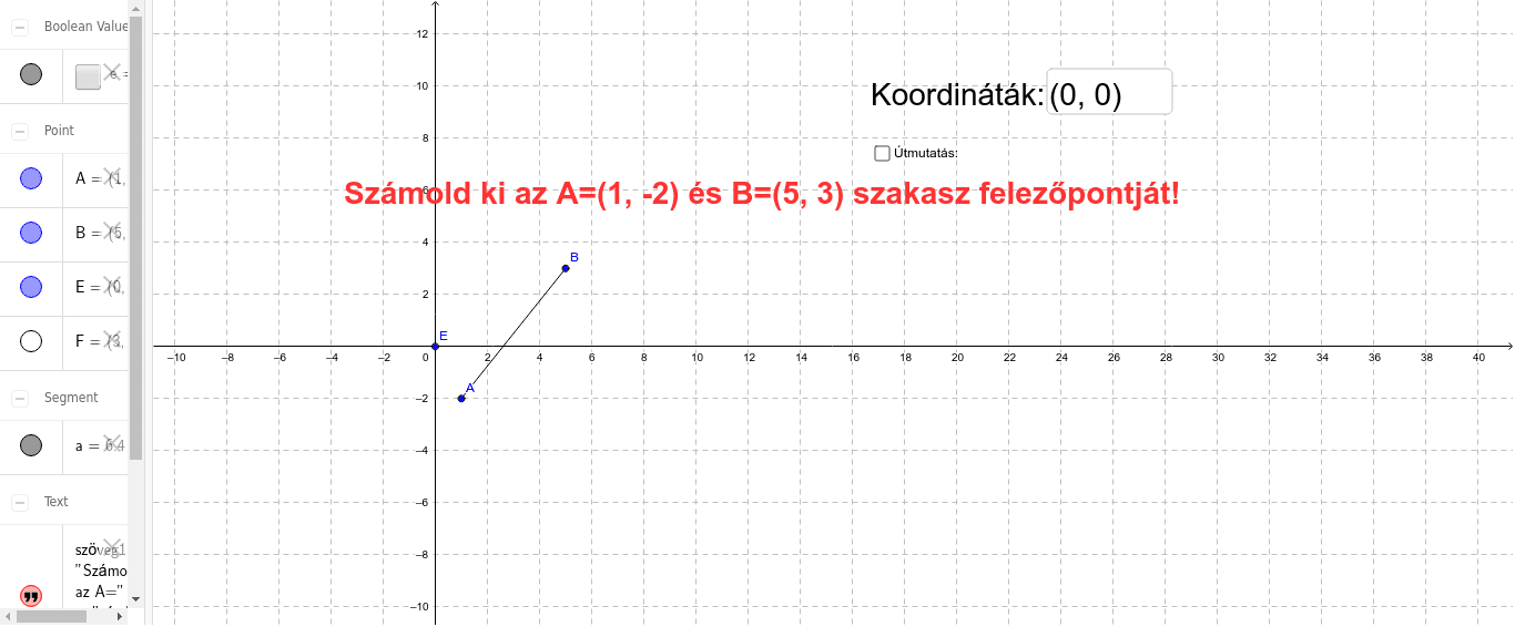 2.2 szakasz felezőpontjának kiszámítása