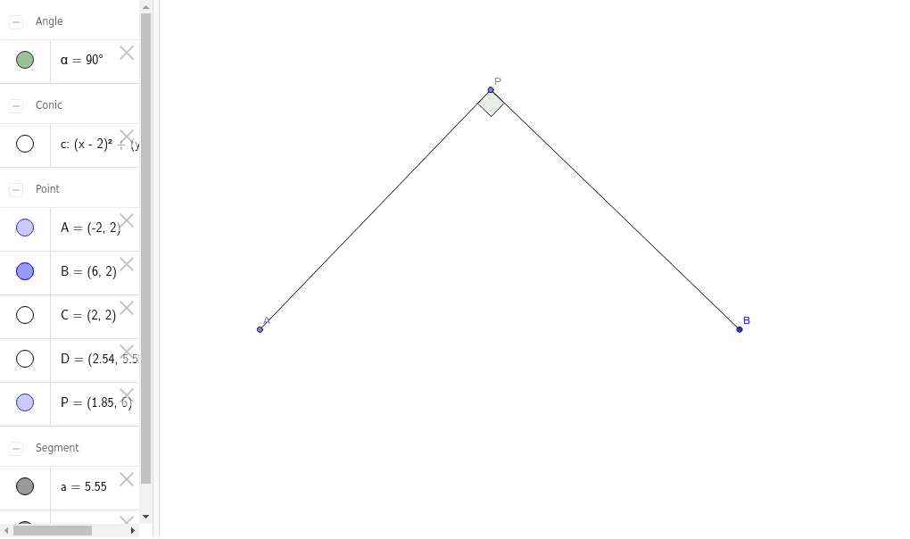 locus of two perpendicular line segments GeoGebra